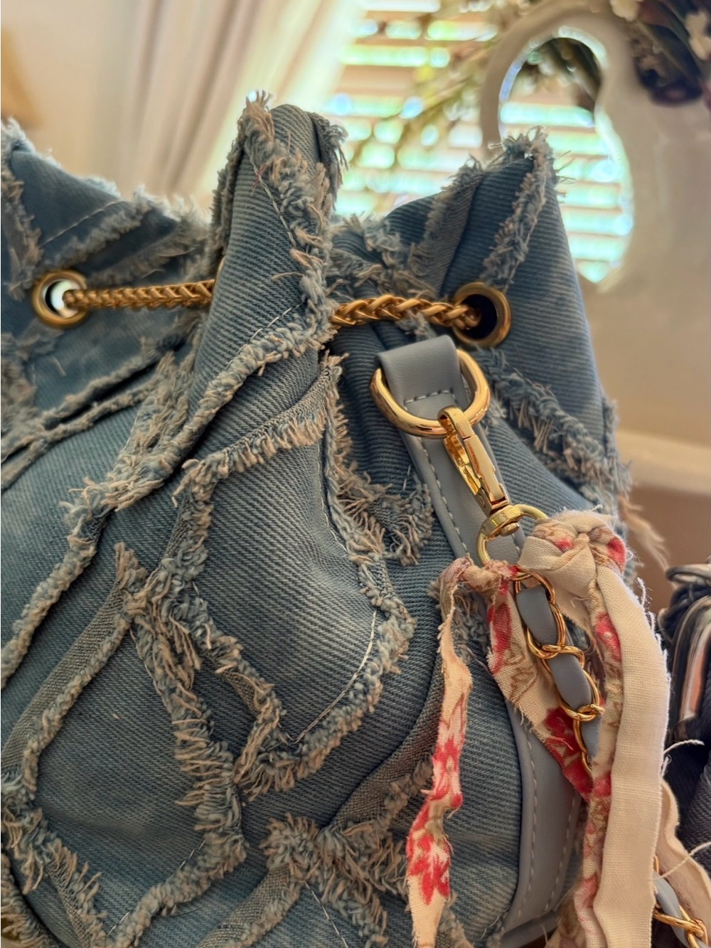 Denim and quilted purse with coordinating coin purse.  Up cycled bag. - Picture 12 of 14
